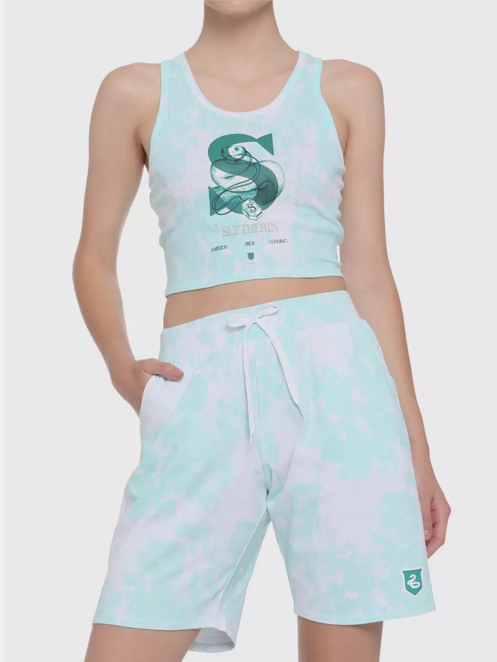 Harry Potter Slytherin Mint Green and White Tie-Dye Pajama set NWT